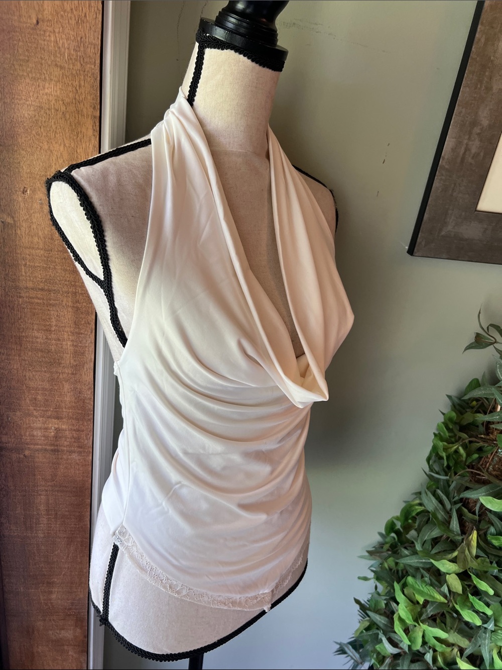 Cream Draped Halter Cowl Neck Top - Picture 2 of 8